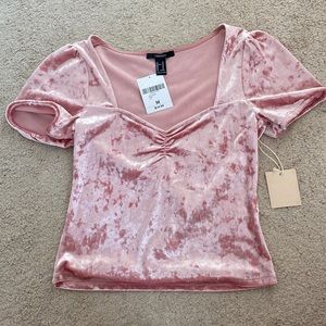 Velvet square neck pink top